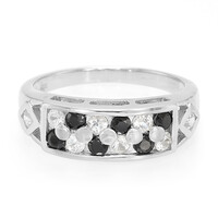 Anello in argento con Zaffiro Bianco e Spinello Nero