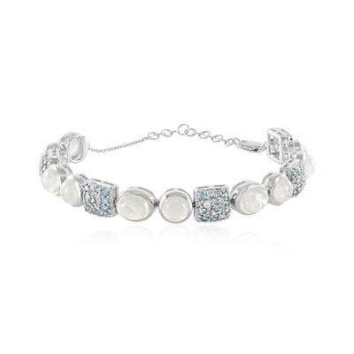 Bracciale in argento con Pietra di Luna Arcobaleno (KM by Juwelo)