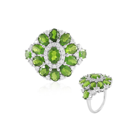 Anello in argento con Diopside Russo