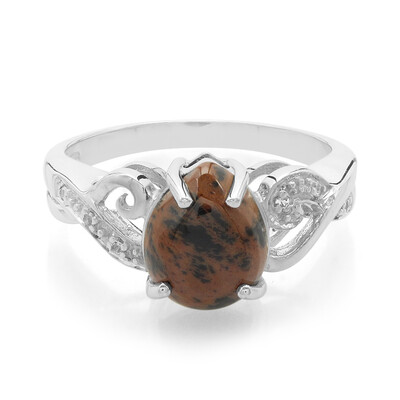 Anello in argento con Ossidiana Mogano