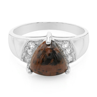 Anello da uomo in argento con Ossidiana Mogano