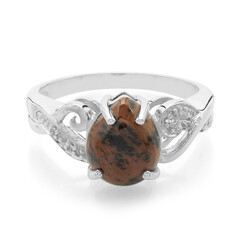 Anello in argento con Ossidiana Mogano