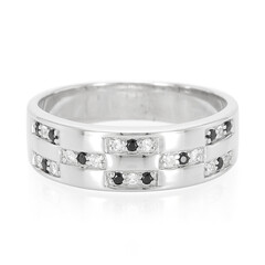 Anello in argento con Zaffiro Bianco e Spinello Nero