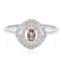 Anello placcato in platino con Zaffiro Padparadscha