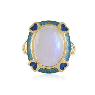 Anello in argento con Pietra di Luna Arcobaleno (Adela Silber)