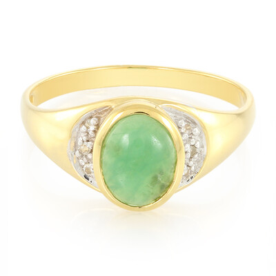 Anello placcato in oro con Crisoprasio Imperiale