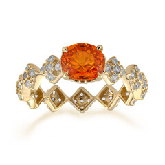 Anello in oro con Zaffiro Arancione Ban Ka Cha