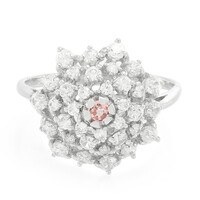 Anello placcato in platino con Zaffiro Padparadscha