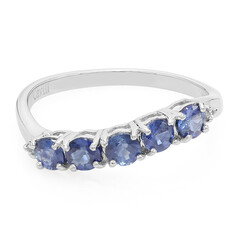 Anello placcato in platino con Zaffiro della Birmania