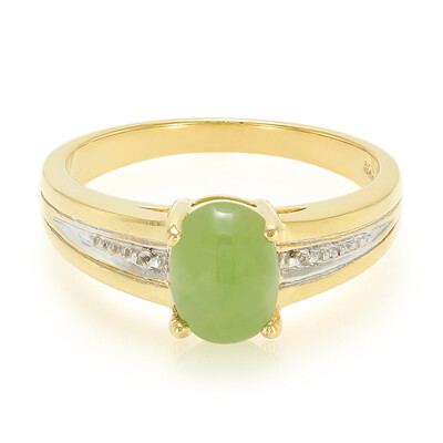 Anello placcato in oro con Crisoprasio Imperiale