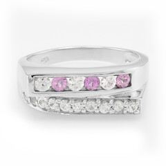 Anello in argento con Zaffiro Rosa Ceylon e Zaffiro Bianco