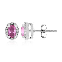 Orecchini in argento con Zaffiro Ceylon Rosa (non riscaldato)