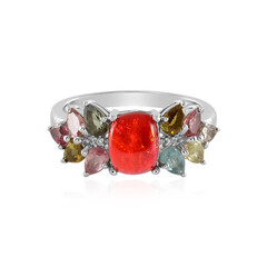 Anello in argento con Opale Rosso dell'Etiopia