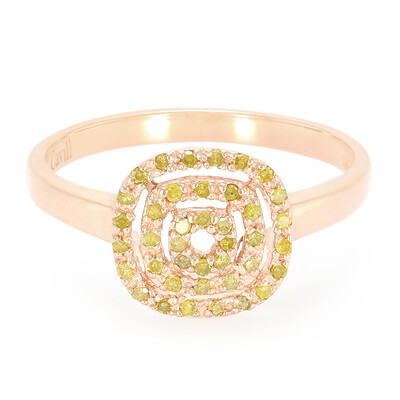 Anello placcato in oro con Diamante Fancy