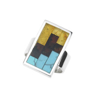 Anello in argento con Gemme miste