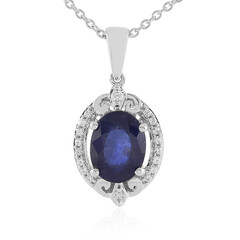 Collana in argento con Zaffiro Blu del Madagascar