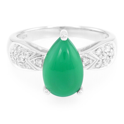Anello in argento con Calcedonio Verde