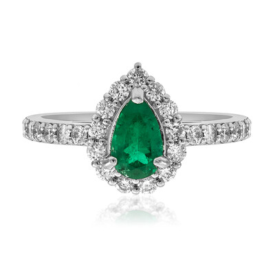 Anello in platino con Smeraldo Zambia AAA (CIRARI)