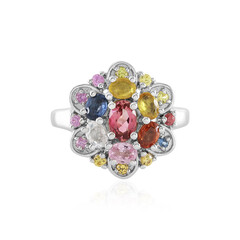 Anello in argento con Zaffiro Ceylon Rosa (non riscaldato)