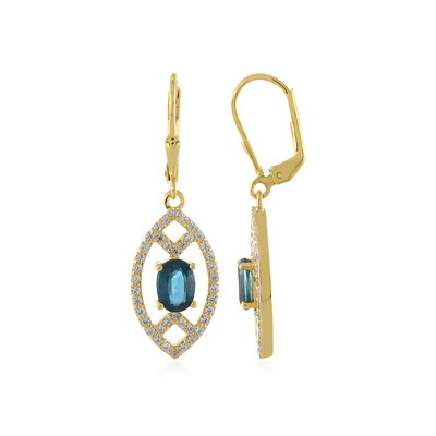 Orecchini in argento con Cianite Blu Foglia di Tè