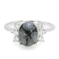 Anello in argento con Ossidiana Fiocco di Neve