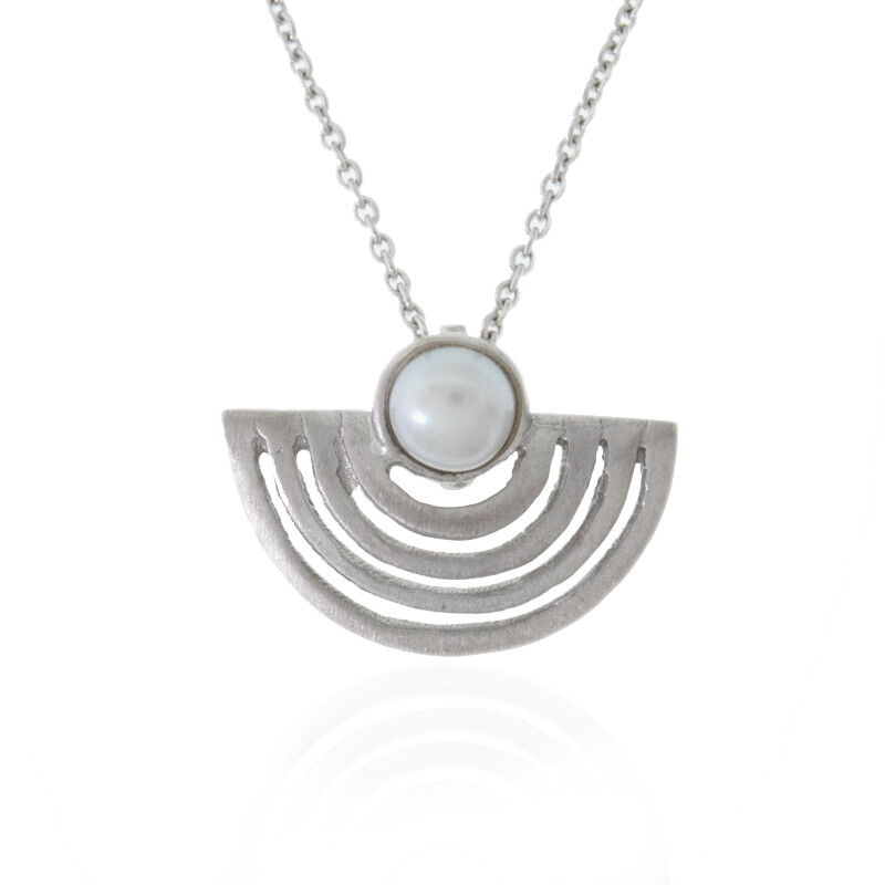 Collana in argento con Perla d'Acqua Dolce Bianca (Riya)-9021QE