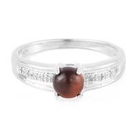 Anello da uomo in argento con Occhio di Tigre Rosso
