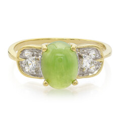Anello placcato in oro con Crisoprasio Imperiale