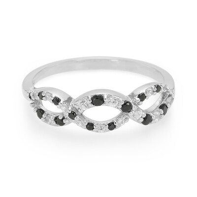 Anello in argento con Spinello Nero e Zaffiro Bianco