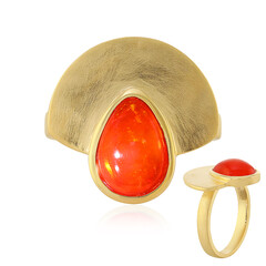 Anello in argento con Opale Rosso dell'Etiopia