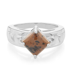 Anello in argento con Ossidiana Mogano