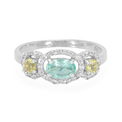 Anello in argento con Fluoroapatite Verde
