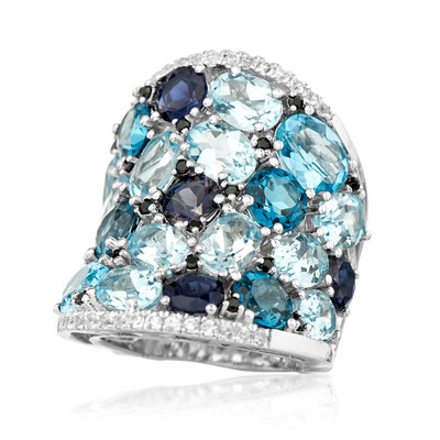 Anello in argento con Topazio Blu Svizzero (Dallas Prince Designs)