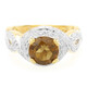 Anello placcato in oro con Quarzo Cognac