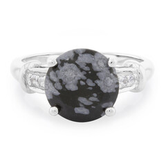 Anello in argento con Ossidiana Fiocco di Neve