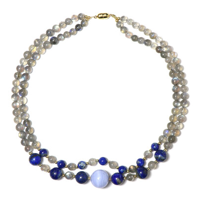 Collana in argento con Agata Lace Blu (Riya)