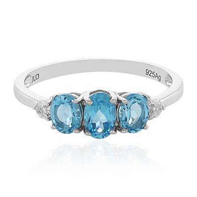 Anello in argento con Topazio Blu Svizzero