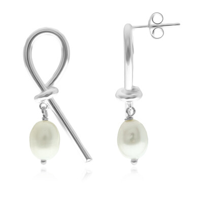Orecchini in argento con Perla d'Acqua Dolce Bianca (Joias do Paraíso)