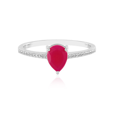 Anello in argento con Calcedonio Lampone