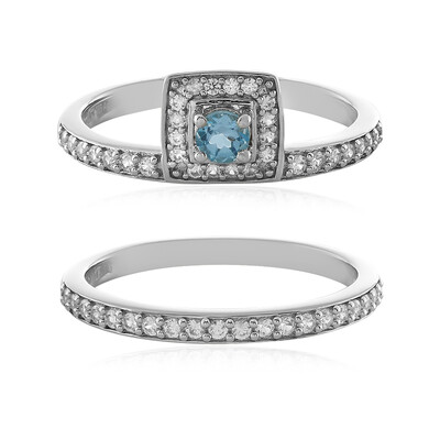Anello in argento con Topazio Blu Svizzero