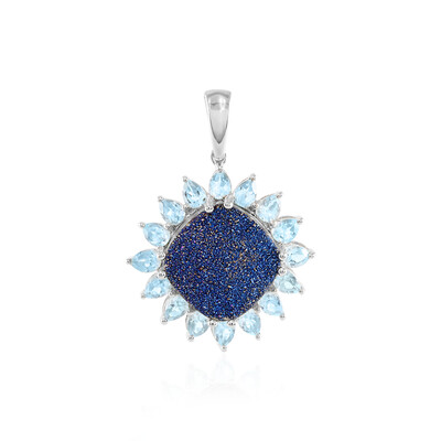 Ciondolo in argento con Agata Glitter Blu