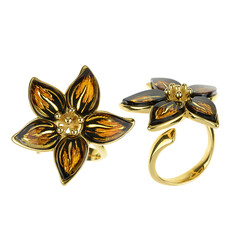 Anello in argento con Ambra Baltica