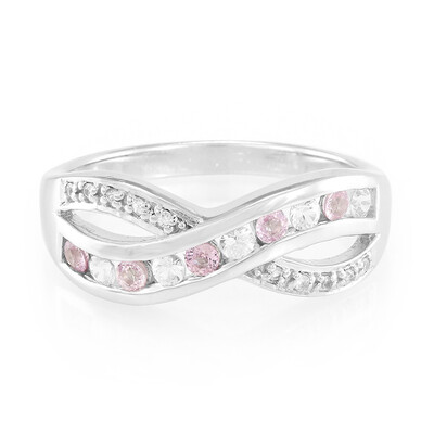 Anello in argento con Zaffiro Rosa Ceylon e Zaffiro Bianco