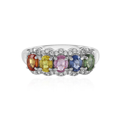 Anello in argento con Zaffiro Fancy