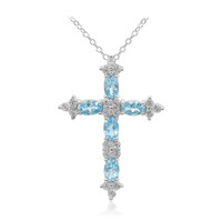 Collana in argento con Topazio Blu Svizzero