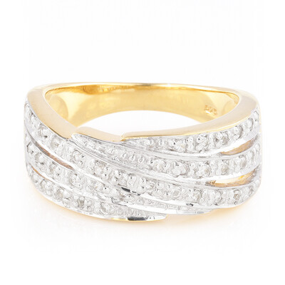 Anello placcato in oro con Zaffiro Bianco