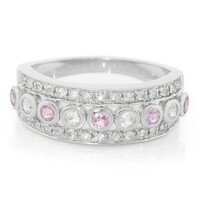 Anello in argento con Zaffiro Rosa Ceylon e Zaffiro Bianco