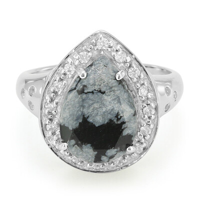 Anello in argento con Ossidiana Fiocco di Neve