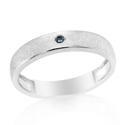 Anello in argento con Diamante Blu I3