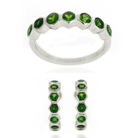 Anello in argento con Diopside Russo